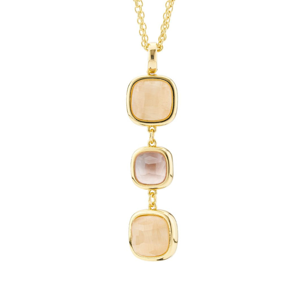 Shop online premium gold plated necklace with peach and honey colored crystal pendant for elegant styling.