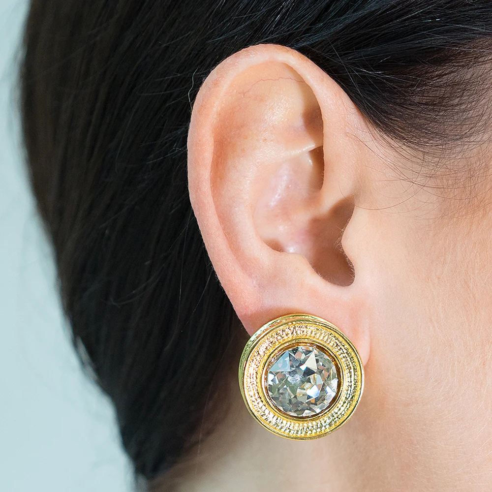 Be like Jackie O in these gold plated crystal rhinestone earrings. 