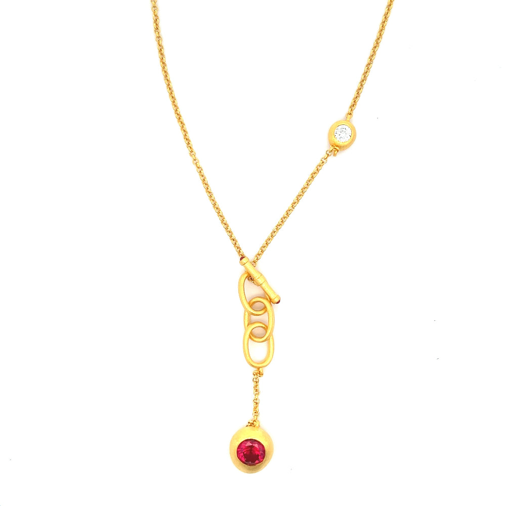 Shop online premium 18K gold sterling silver ruby pendant necklace with elegant toggle closure.