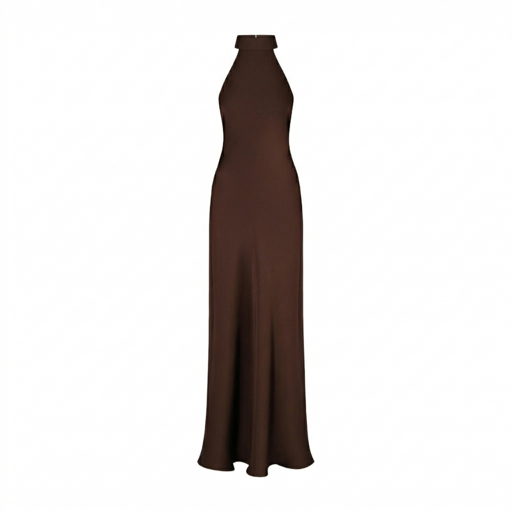 Elegant floor-length dress with a stunning open back for a graceful, timeless look. Shop now at our exclusive clothing website.