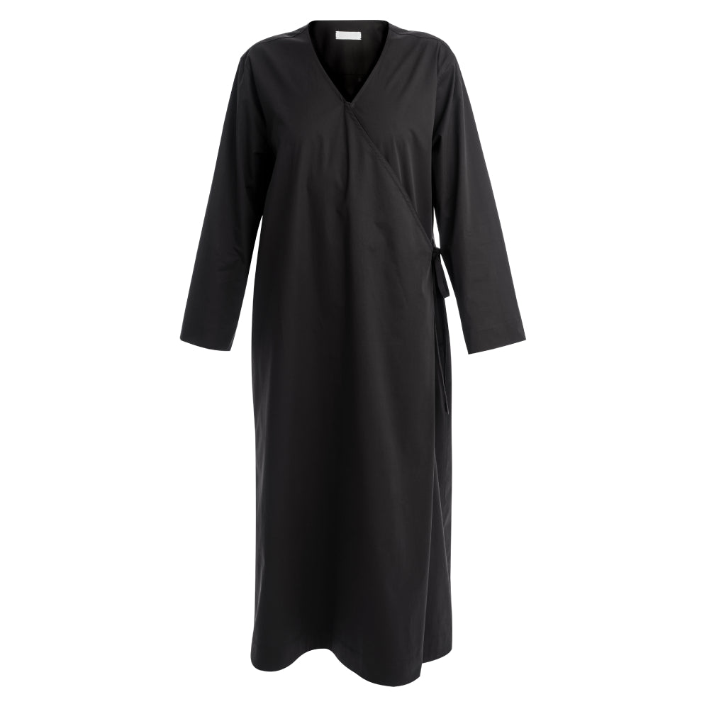 Discover the Sarita Caftan at The Luxe Maison, featuring an ankle-length wrap design, wide sleeves, adjustable side ties, and a V-neckline for effortless elegance.