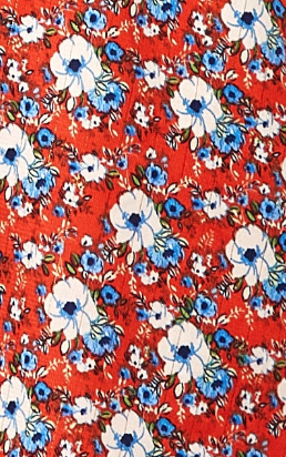 Women's Mini Dress in Red with Balloon Sleeves and Peter Pan Collar - Charming Floral Print by Liquorish