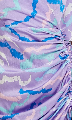 Women's Midi Dress with V Neck and Kimono Sleeves in Lilac Abstract Zebra Print, Perfect for Weddings - Liquorish