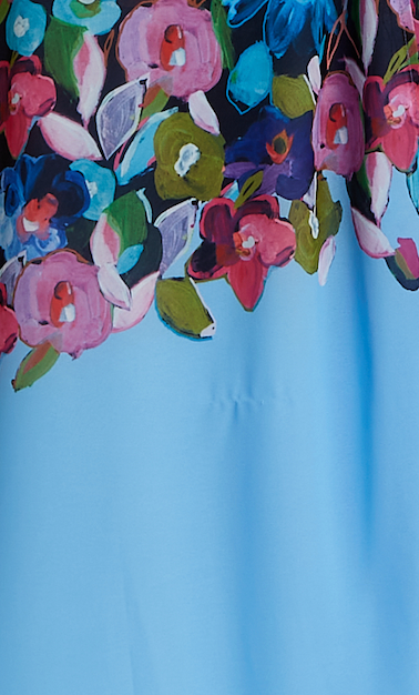 Women's Maxi Dress with Frill Details in Blue, Sleeveless Design, Floral Print, Perfect Fit - Liquorish