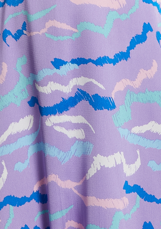 Women's Midi Dress with Mesh Detail in Lilac - Abstract Zebra Print, Short Sleeves, Stylish and Chic by Liquorish