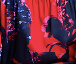 Women's Mini Dress in Red with Long Balloon Sleeves and Floral Print, Elegant Design by Liquorish