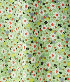 Women's Midi Dress in Green Floral with Short Sleeves and Lace Details - Tie Waist - Liquorish