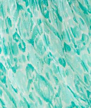 Women's Maxi Dress in Green and White with 3/4 Sleeves and Luxurious Chiffon Fabric - Liquorish