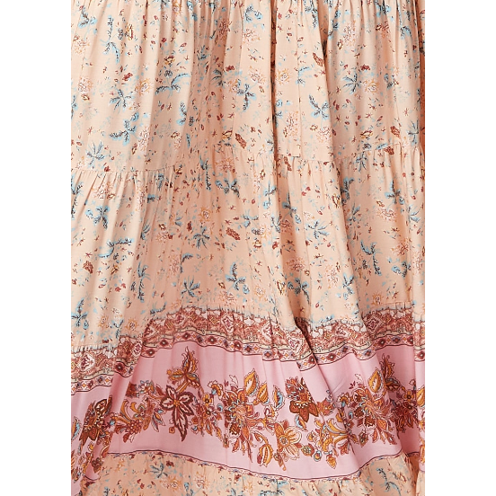 Women's Maxi Dress in Nude Floral Print with Sleeveless Design and Tie Back Detail - Liquorish