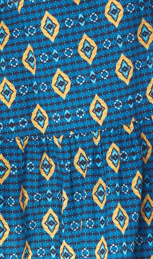 Women's Midi Dress with Sleeveless Design in Blue, Yellow & Navy - Tiered Skirt Detail by Liquorish