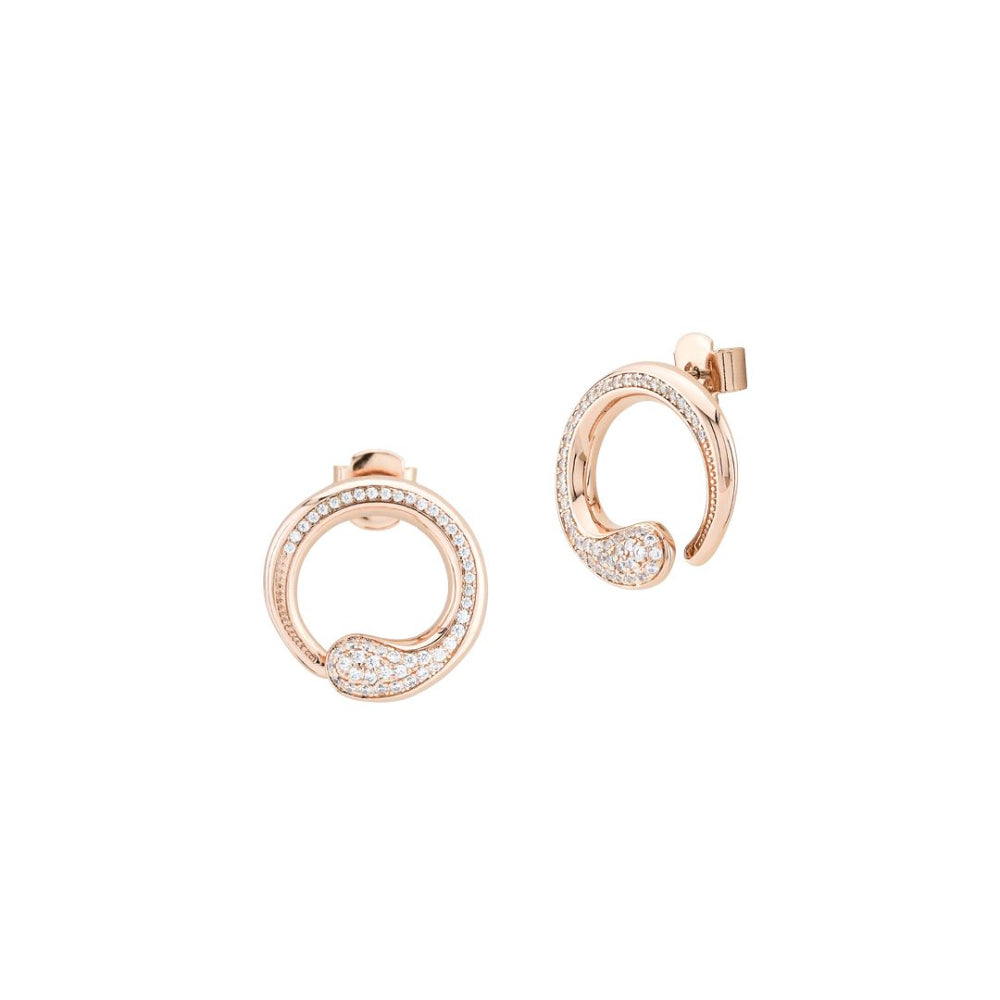 Shop online premium rose gold plated wrap earrings with drop-shaped pavé cubic zirconia detailing for elegant modern styling.