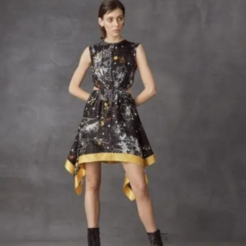 Leo And Lin's Starry Night Inspired Mini Asymmetric Dress Is Made From A Blended Slik Linen. 