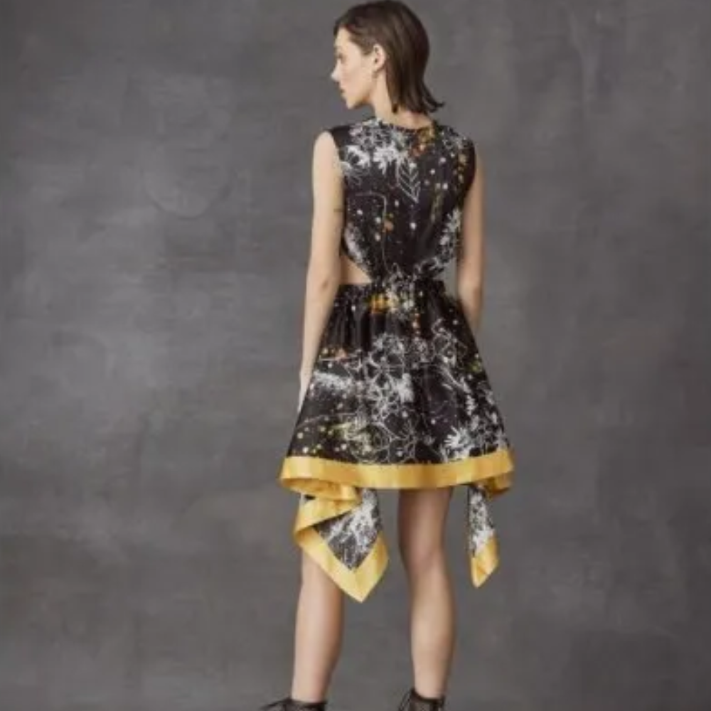 Leo And Lin's Starry Night Inspired Mini Asymmetric Dress Is Made From A Blended Slik Linen. 