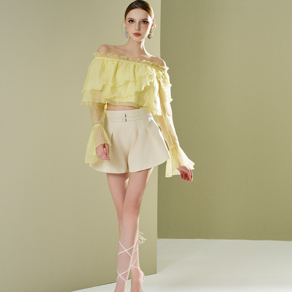 Silk Shirt With Flat Shoulders And Speaker Sleeves