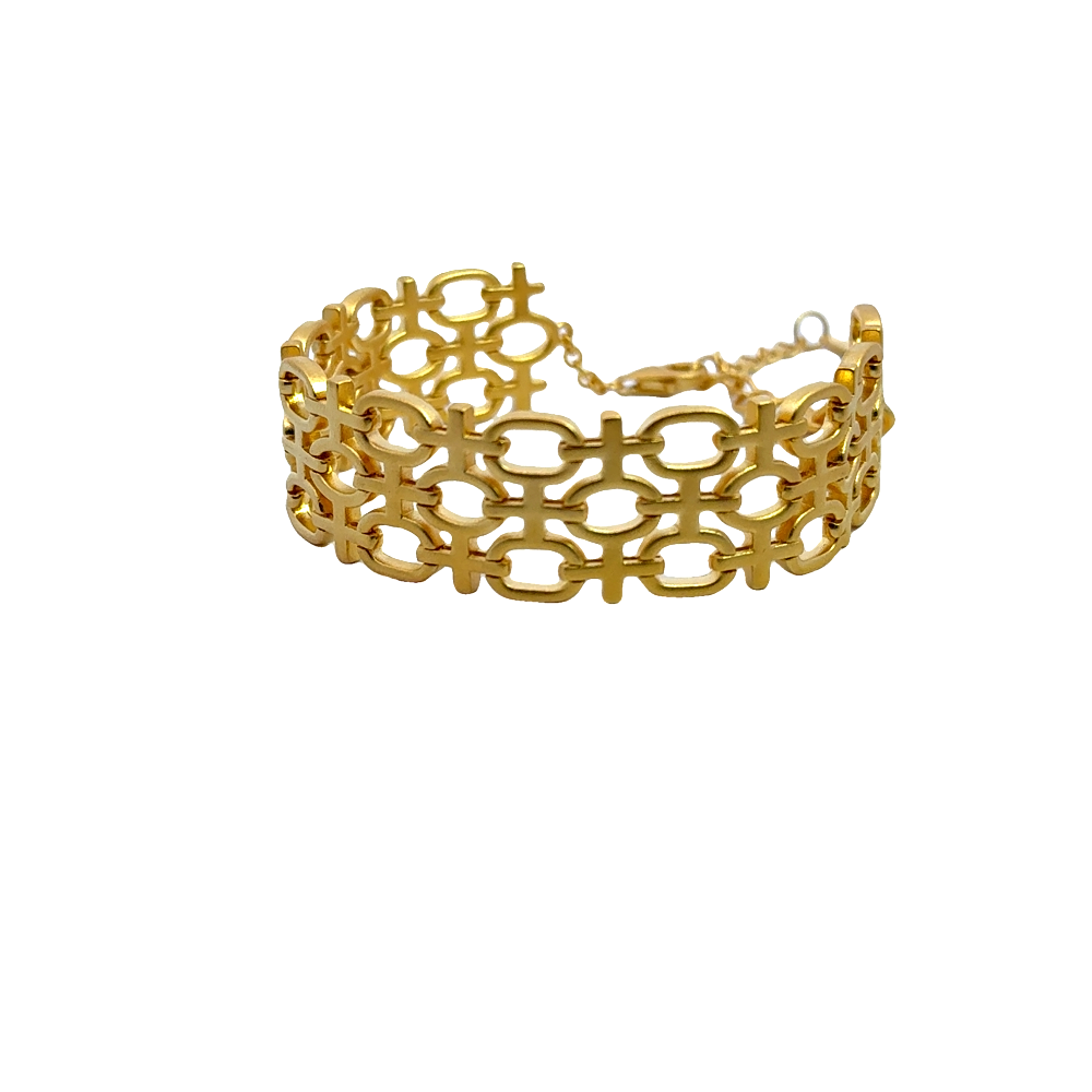 Sterling silver 18k gold-dipped bracelet with a sleek handcrafted design for a polished everyday look. Shop premium jewelry online.