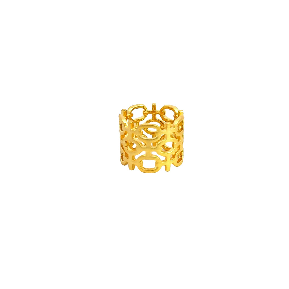 Shop online premium sterling silver 18K gold-dipped cut-out ring with elegant statement design.