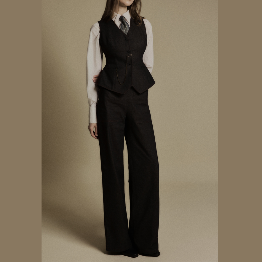 Discover the perfect balance of elegance and casual style with a designer dress and Slate Denim Pants. Shop Now!