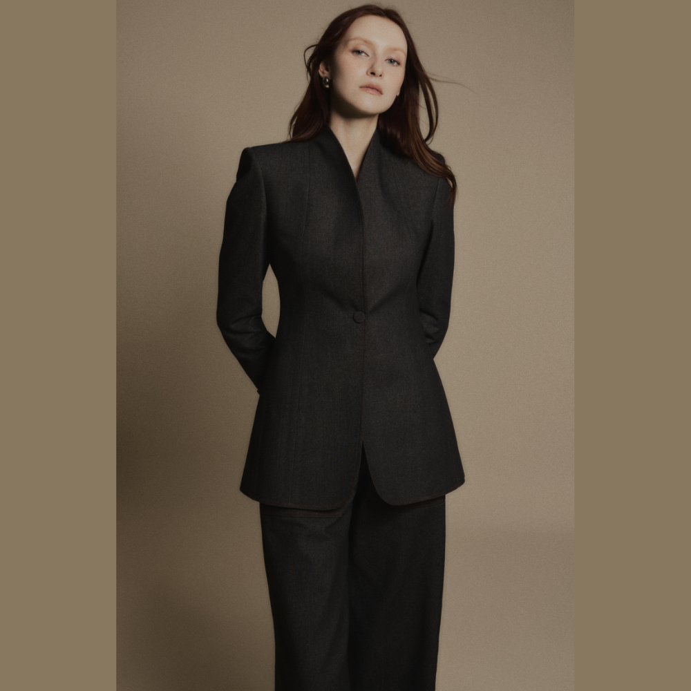 Upgrade your wardrobe with designer dresses for women and the modern Slate Denim Suit Jacket. Shop Now!