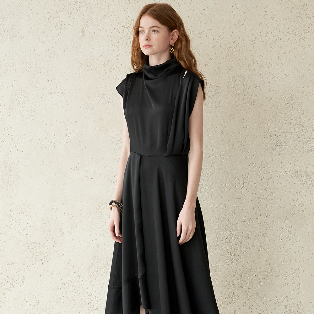 Black color long dress