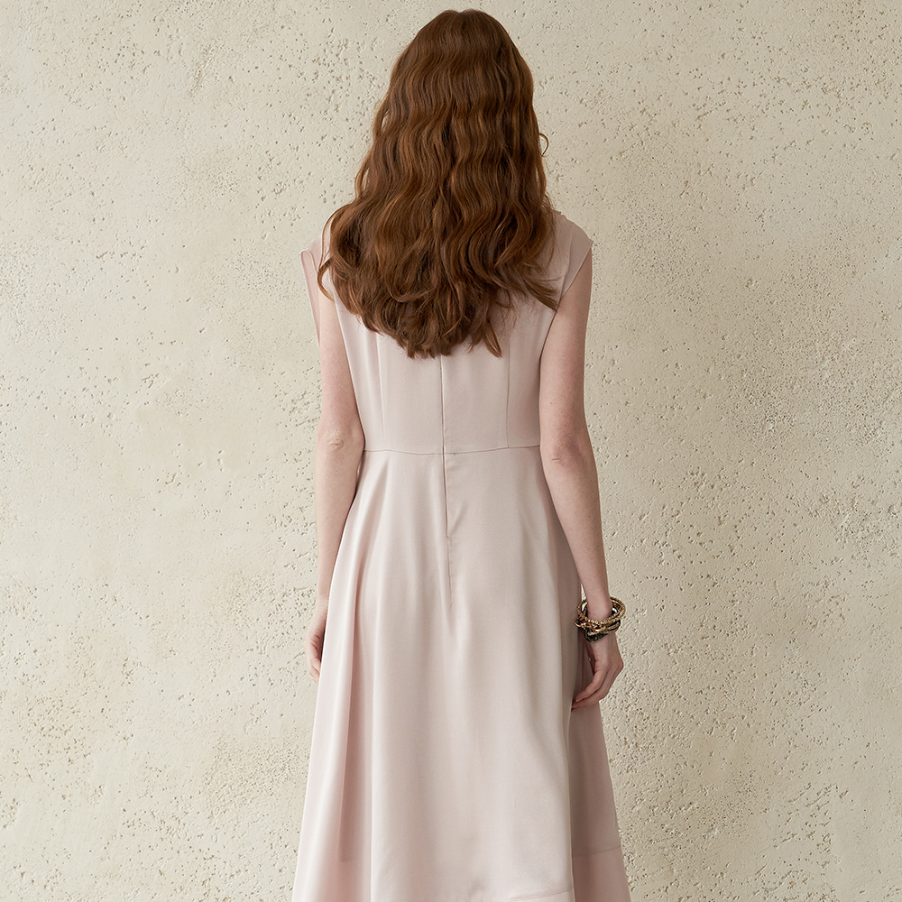 Champagne pink color long dress