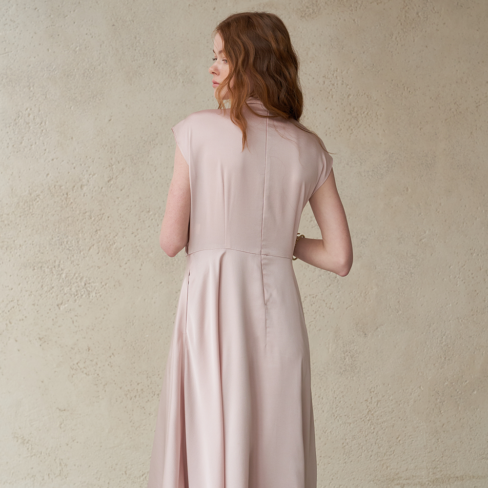 Champagne pink color long dress