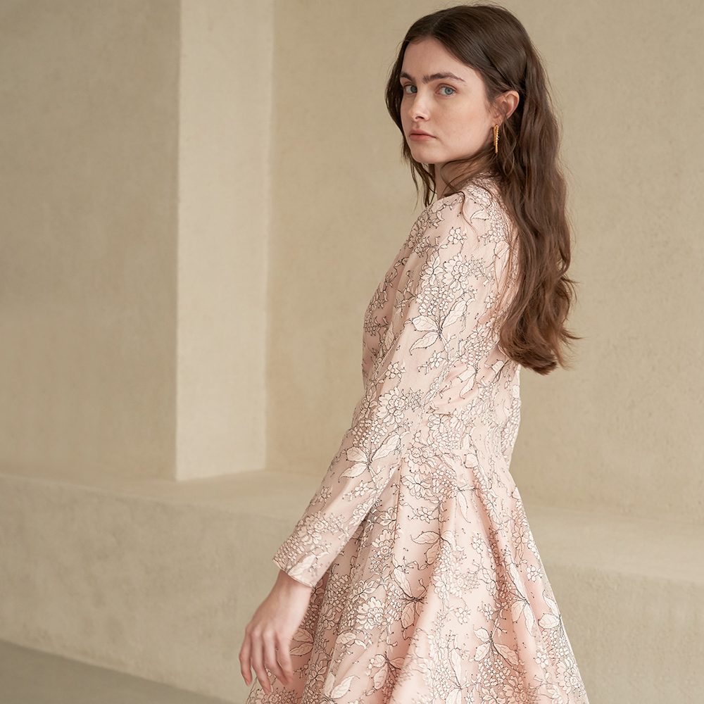Pink colored lace dress