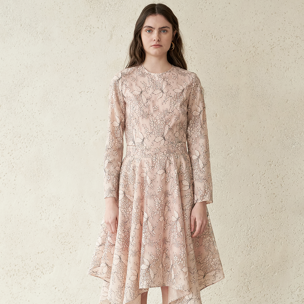 Pink colored lace dress