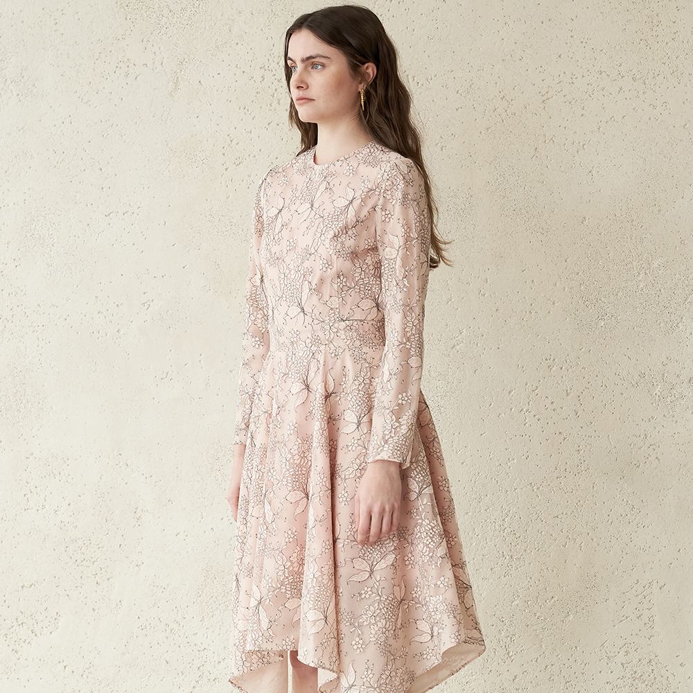 Pink colored lace dress