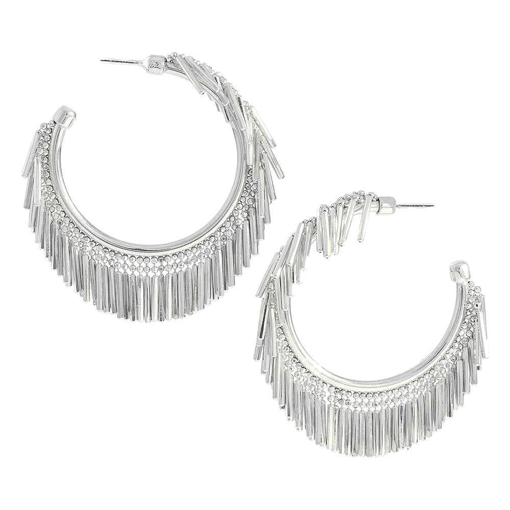 Discover our Small Silver Tassel Hoop Earrings, the perfect addition to your women designer accessories collection. Shop Now!