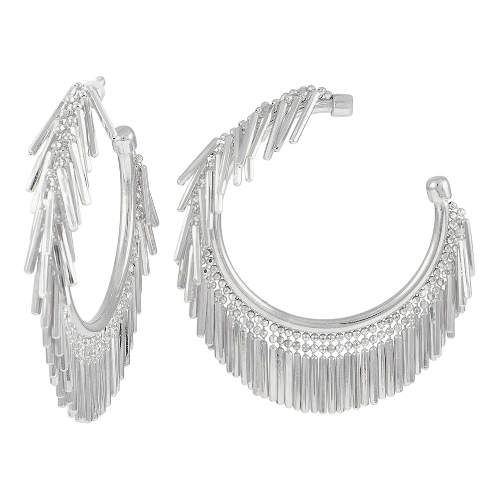 Discover our Small Silver Tassel Hoop Earrings, the perfect addition to your women designer accessories collection. Shop Now!