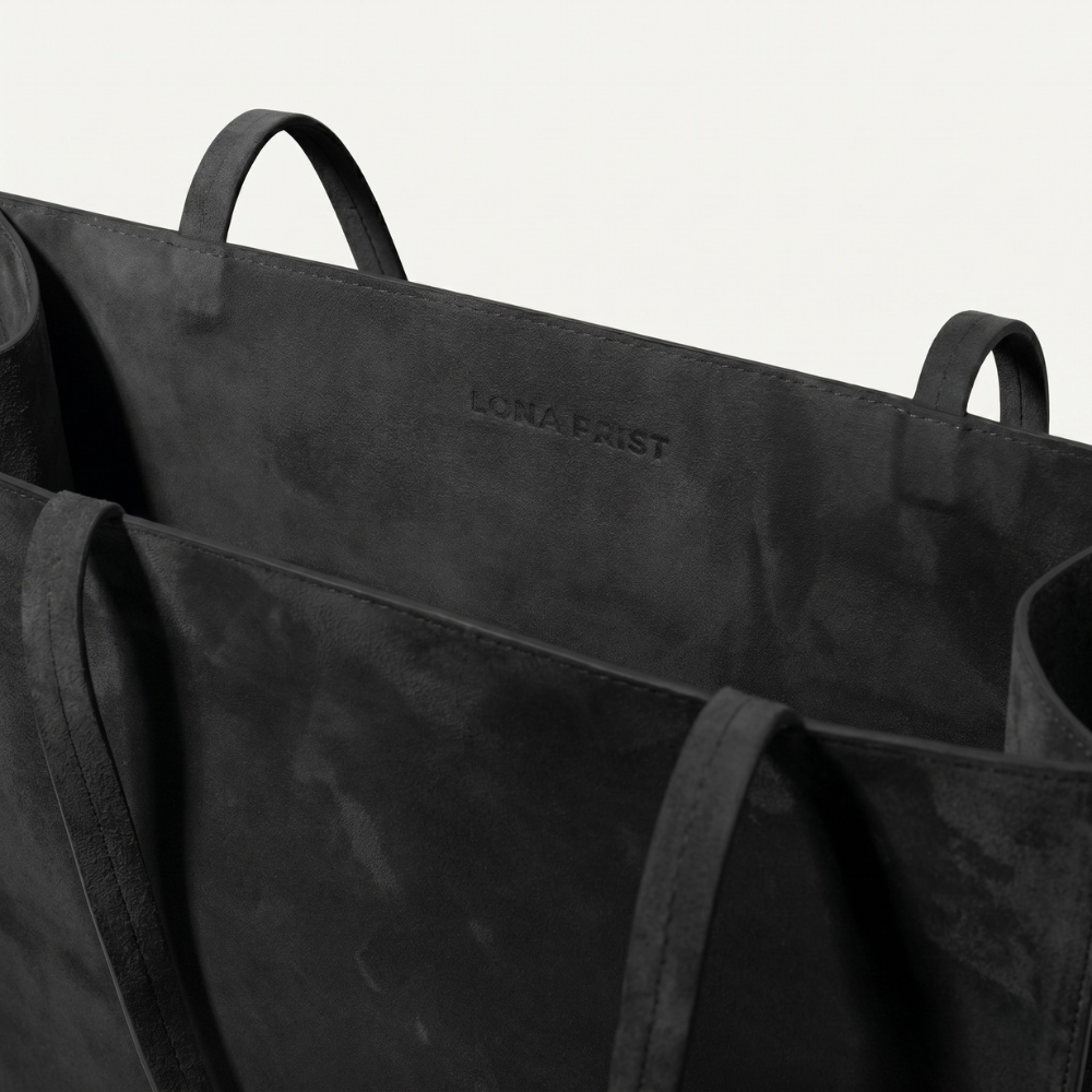 Small suede tote bag with soft lining and shoulder carry, perfect for daily use. Shop online from our curated edit of premium fashion.