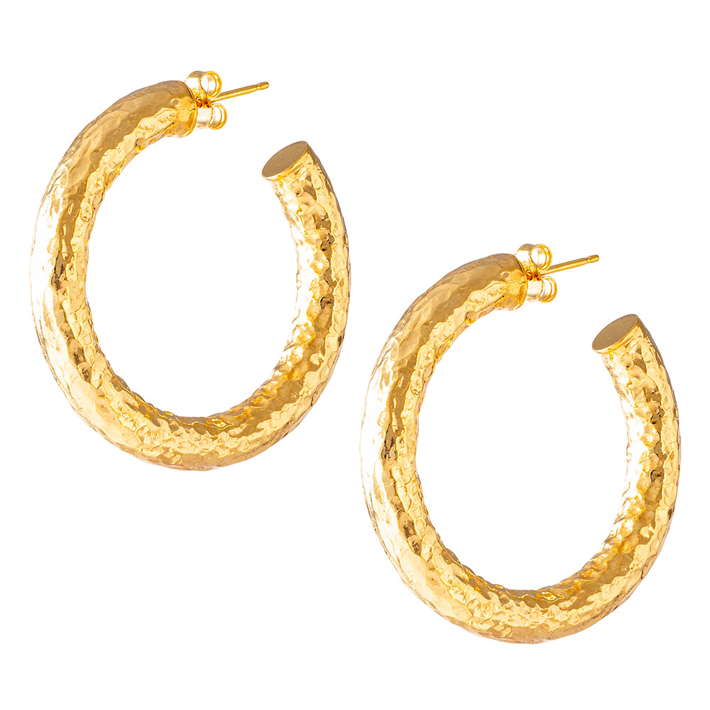 Add a touch of elegance to your look with our small gold hammered hoop earrings. Perfect to shop women's accessories! Shop Now!