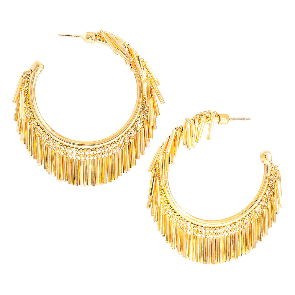 Elevate your style with our Small Gold Tassel Hoop Earrings, the perfect luxury women accessories for any outfit. Shop Now!