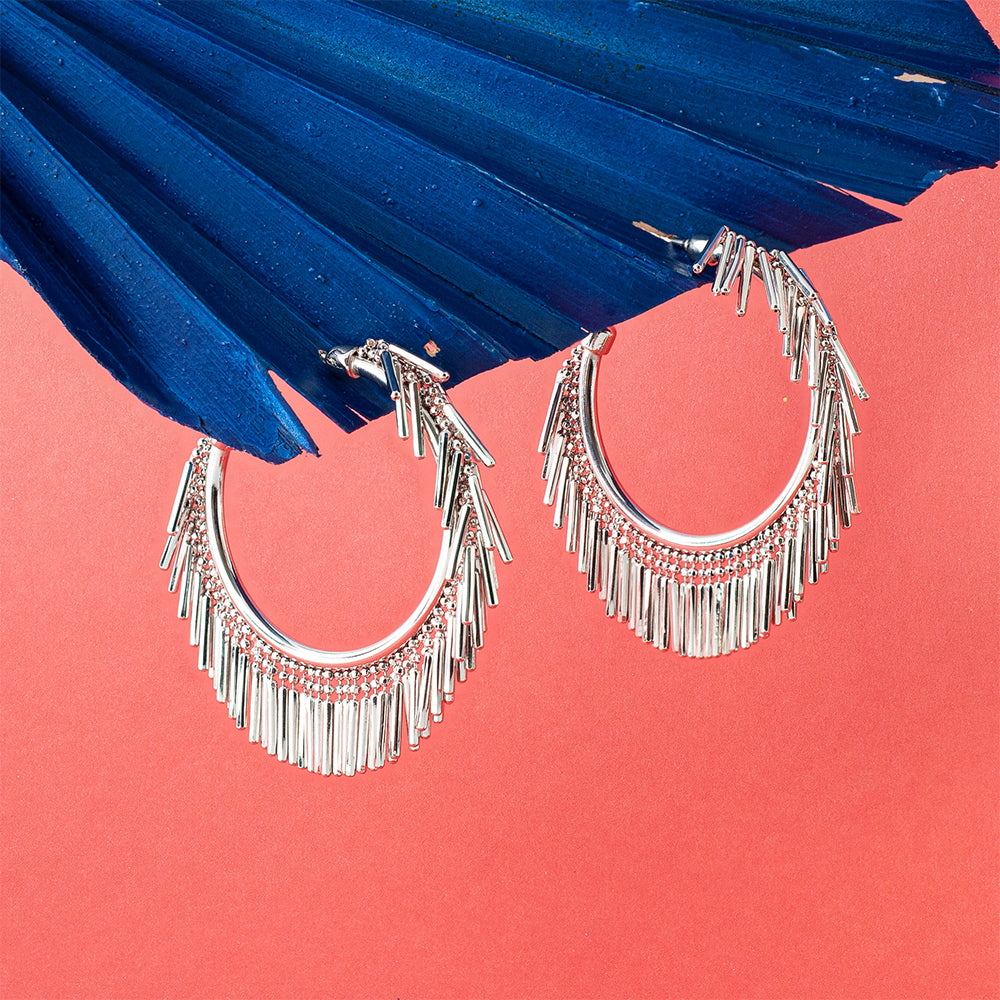 Discover our Small Silver Tassel Hoop Earrings, the perfect addition to your women designer accessories collection. Shop Now!