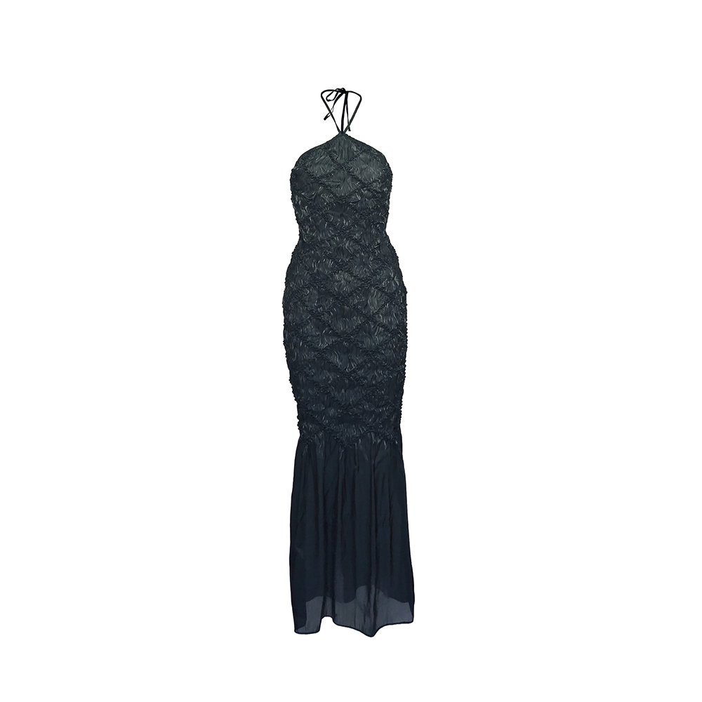 Discover Junna's Halter Neck Diamond Pattern Shibori Fitted Dress. Ideal for women clothing. Explore the more at our shopping website. Shop now!