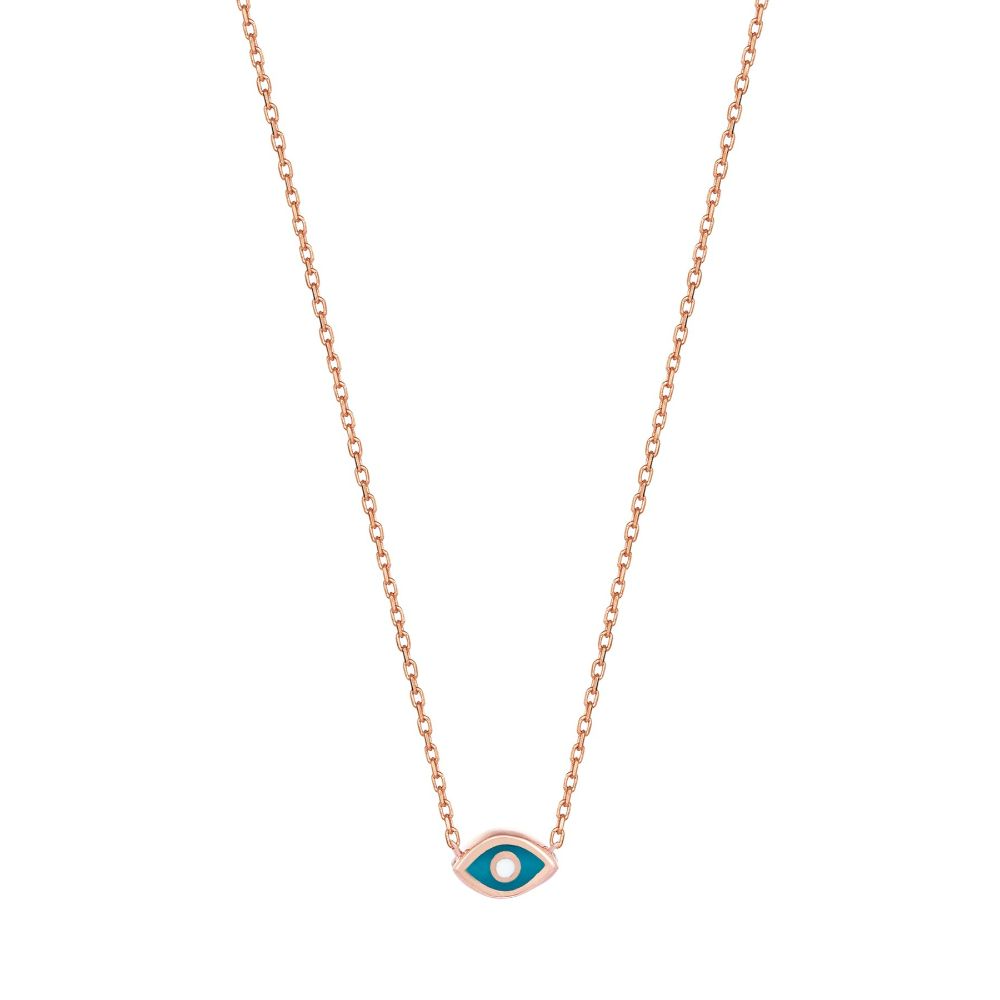 18ct Rose Gold Plated, Turquoise Laque Pendant. 925 Sterling Silver