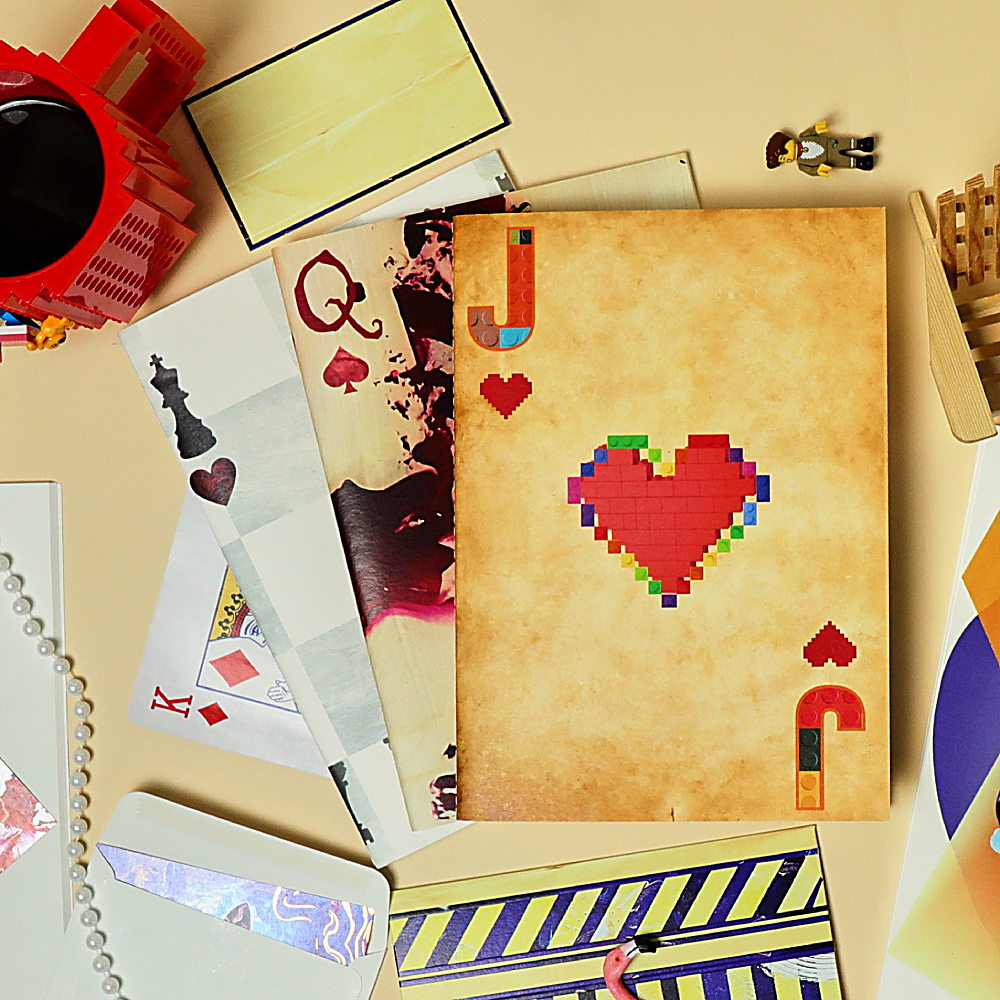 Discover the Straight Flush K, Q, J Notebook Set at The Luxe Maison, featuring King, Queen, and Jack designs on translucent vellum covers. Pack of 3, made in Dubai.