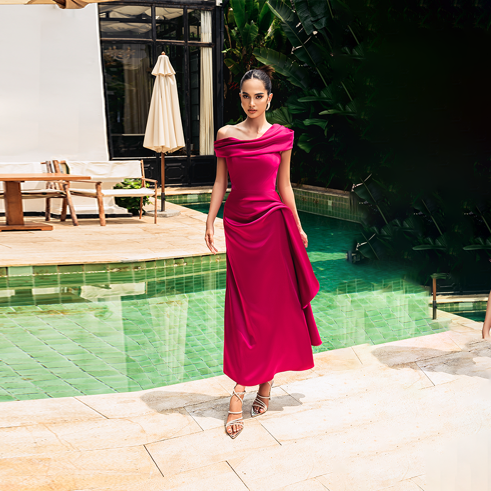 Discover the exquisite stylized pink silk dress, a perfect blend of luxury and sophistication. Shop our exclusive designer women's wear collection.