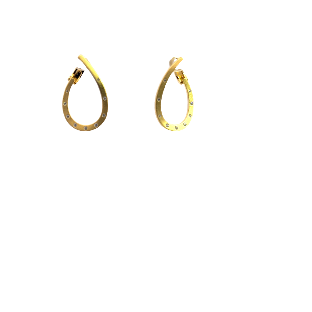 Shop online premium 18K gold small teardrop hoop earrings with sparkling cubic zirconia stones.