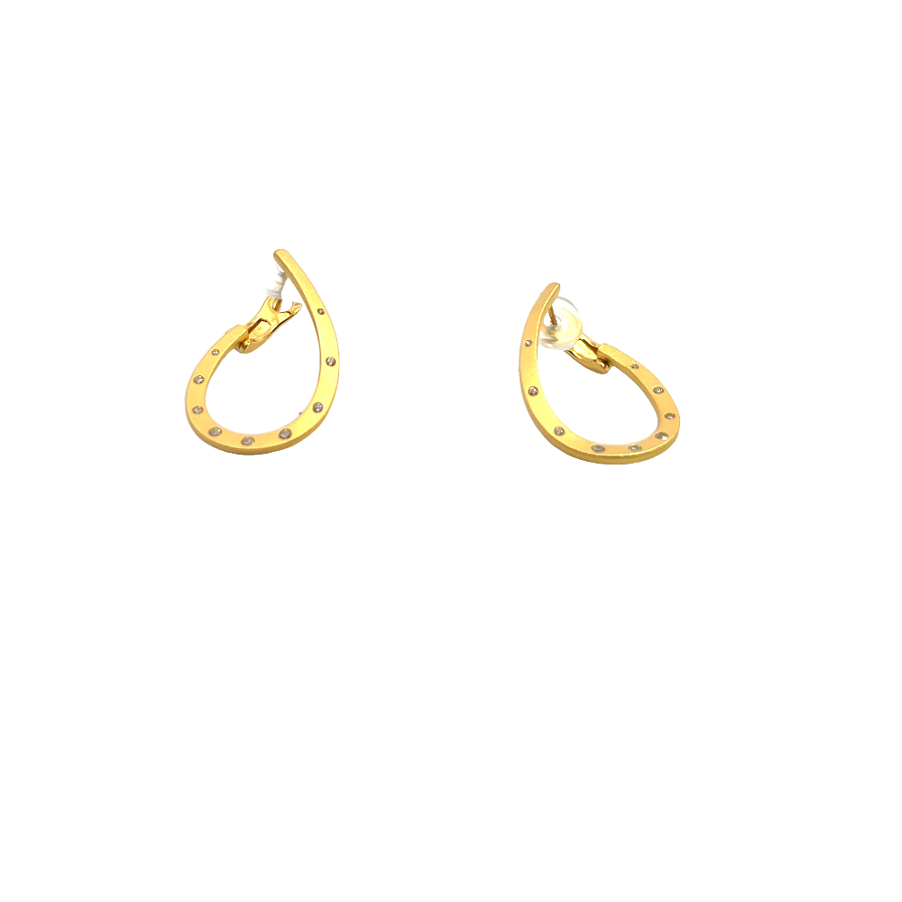 Shop online premium 18K gold small teardrop hoop earrings with sparkling cubic zirconia stones.