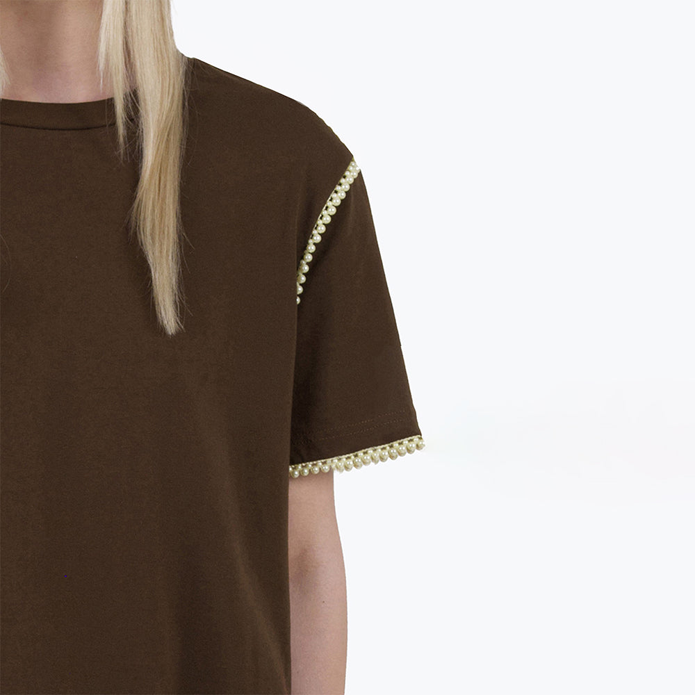 T-shirt With Beaded Trim