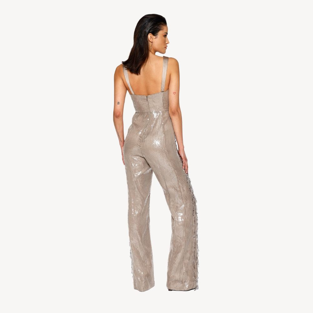 Shop online from our exclusive website. Discover the Teardrop Crystal Jumpsuit, hand-embroidered with sequins and teardrop crystals for an elevated evening look.
