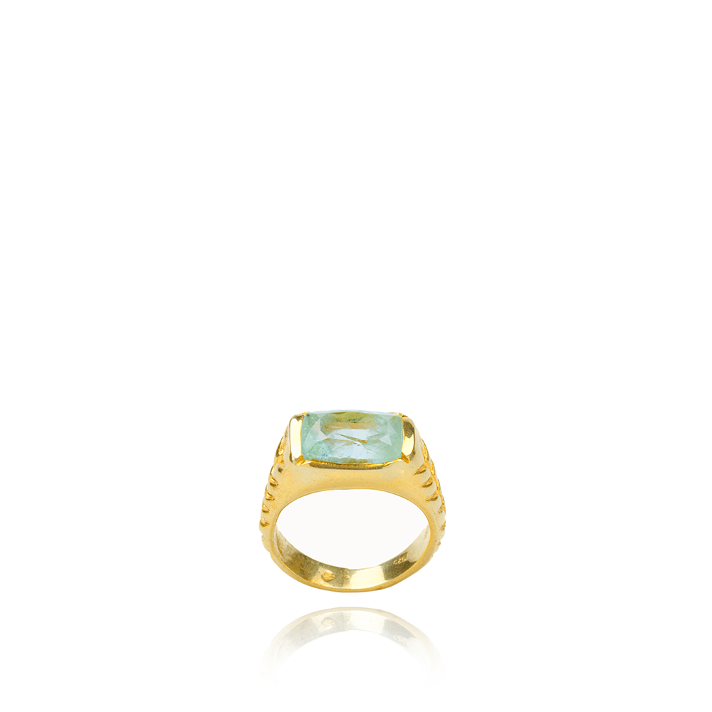 The Anuket Ring is hand sculpted with 22K Gold Vermeil and Aquamarine gemstone. Get this exclusive piece from our curation of rings for women. Shop now!