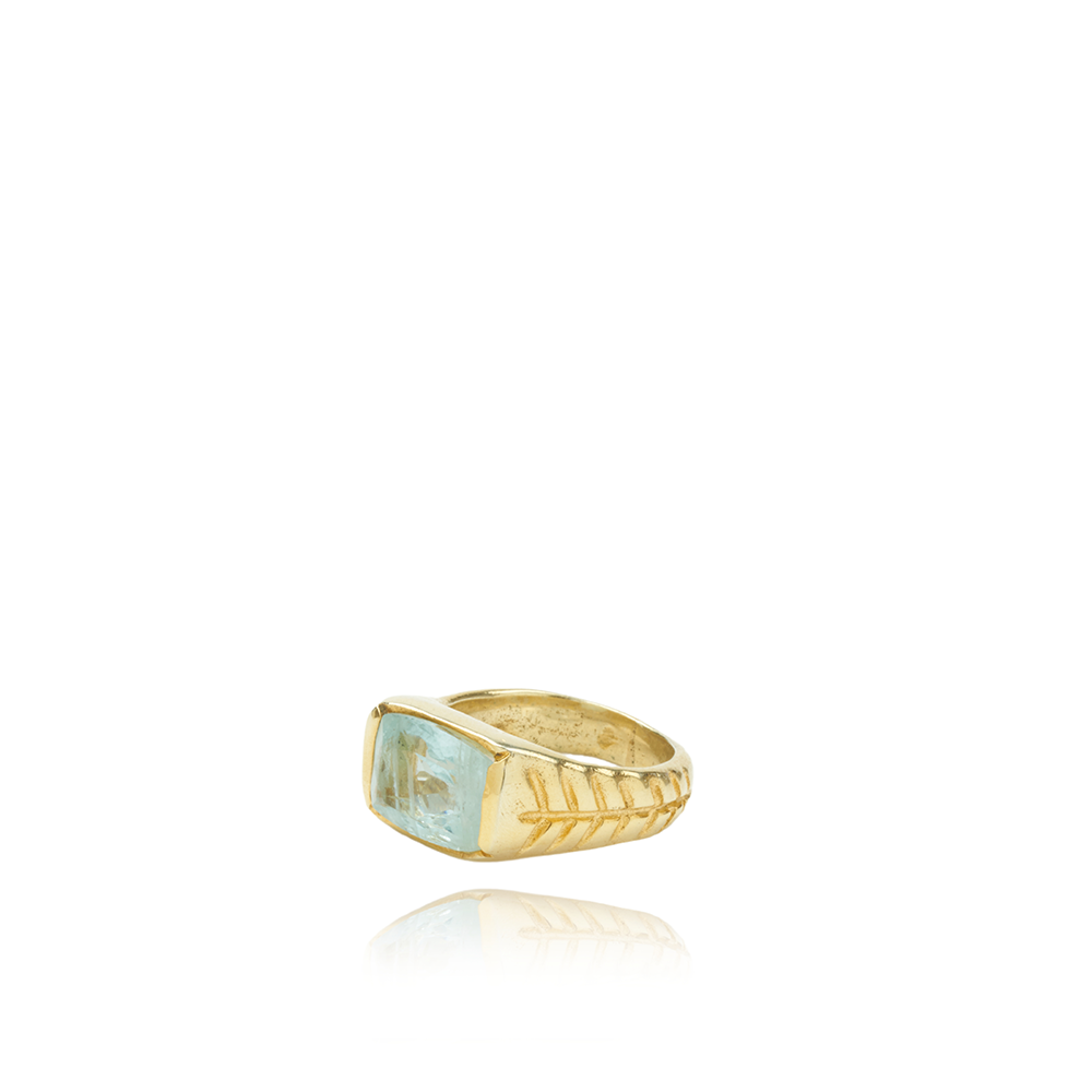 The Anuket Ring is hand sculpted with 22K Gold Vermeil and Aquamarine gemstone. Get this exclusive piece from our curation of rings for women. Shop now!