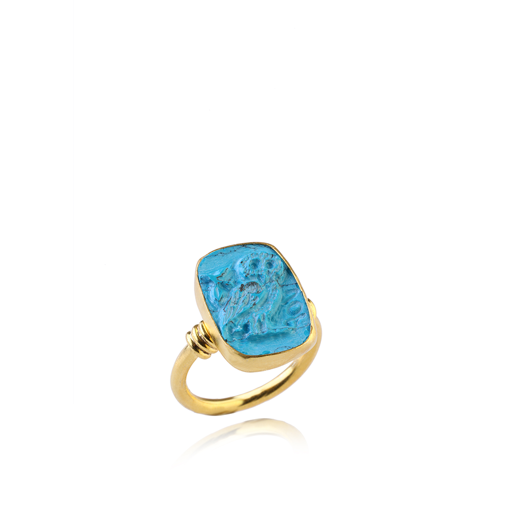 Shop Athens Ring: A hand sculpted ring with 22K Gold Vermeil & clear Turquoise gemstone from our curation of designer accessories for women. Shop now!