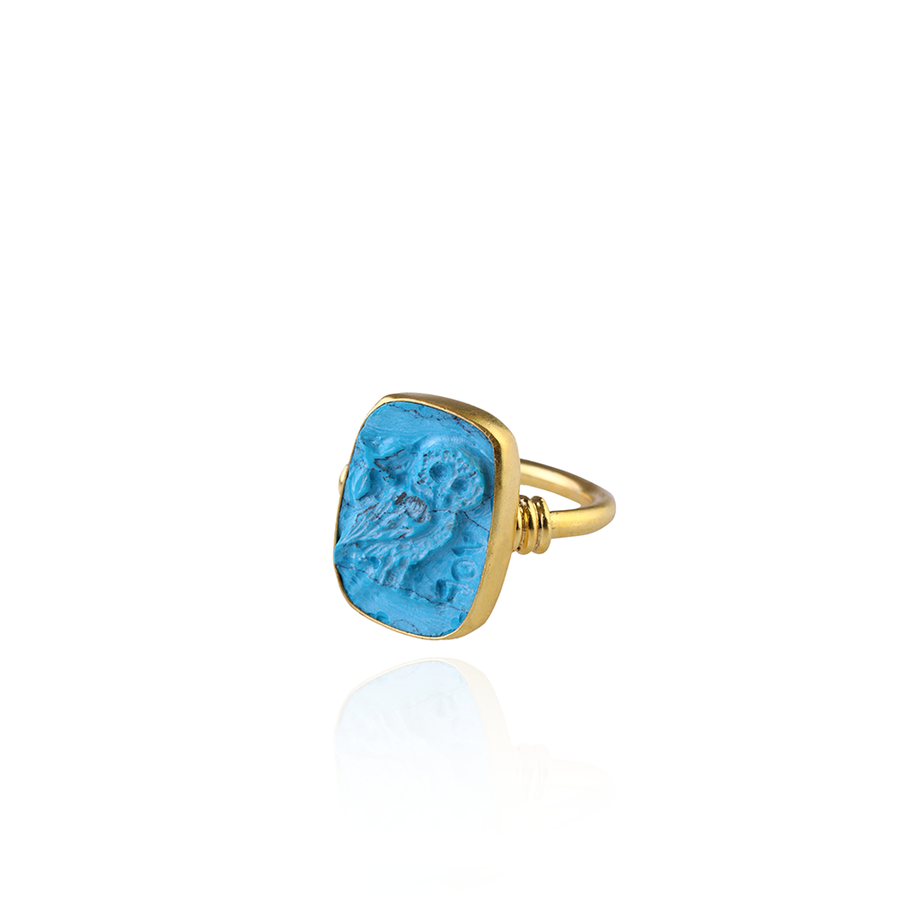 Shop Athens Ring: A hand sculpted ring with 22K Gold Vermeil & clear Turquoise gemstone from our curation of designer accessories for women. Shop now!