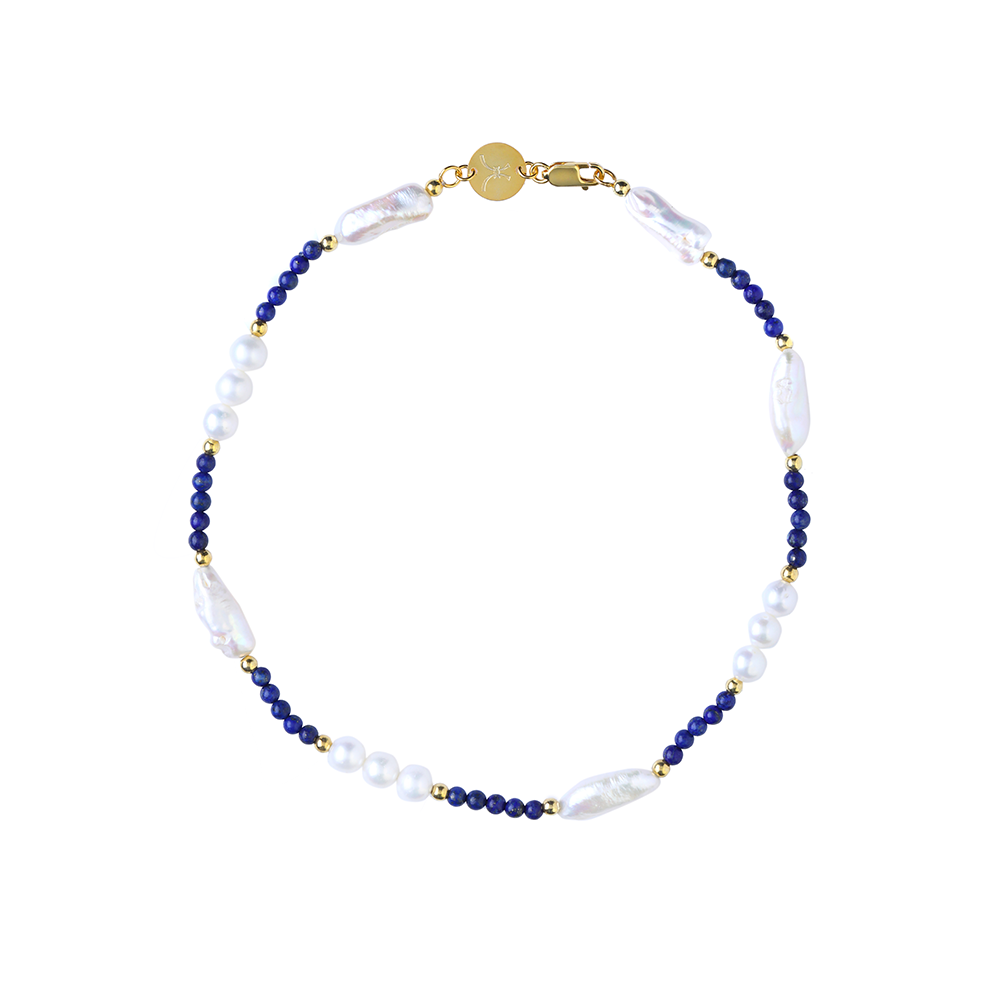 Birth of Venus Necklace combines charming Lapis Lazuli beaded gemstones with 22K Gold Vermeil beads. Shop at The Luxe Maison store online. Shop now!