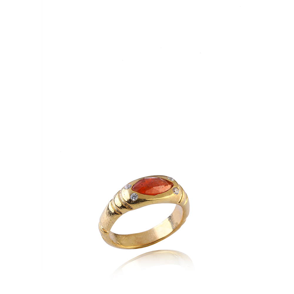 The Gaia’s Eye Ring is hand sculpted with 22K Gold Vermeil and Hessonite gemstone. A classic handcrafted jewellery design. Shop now! 