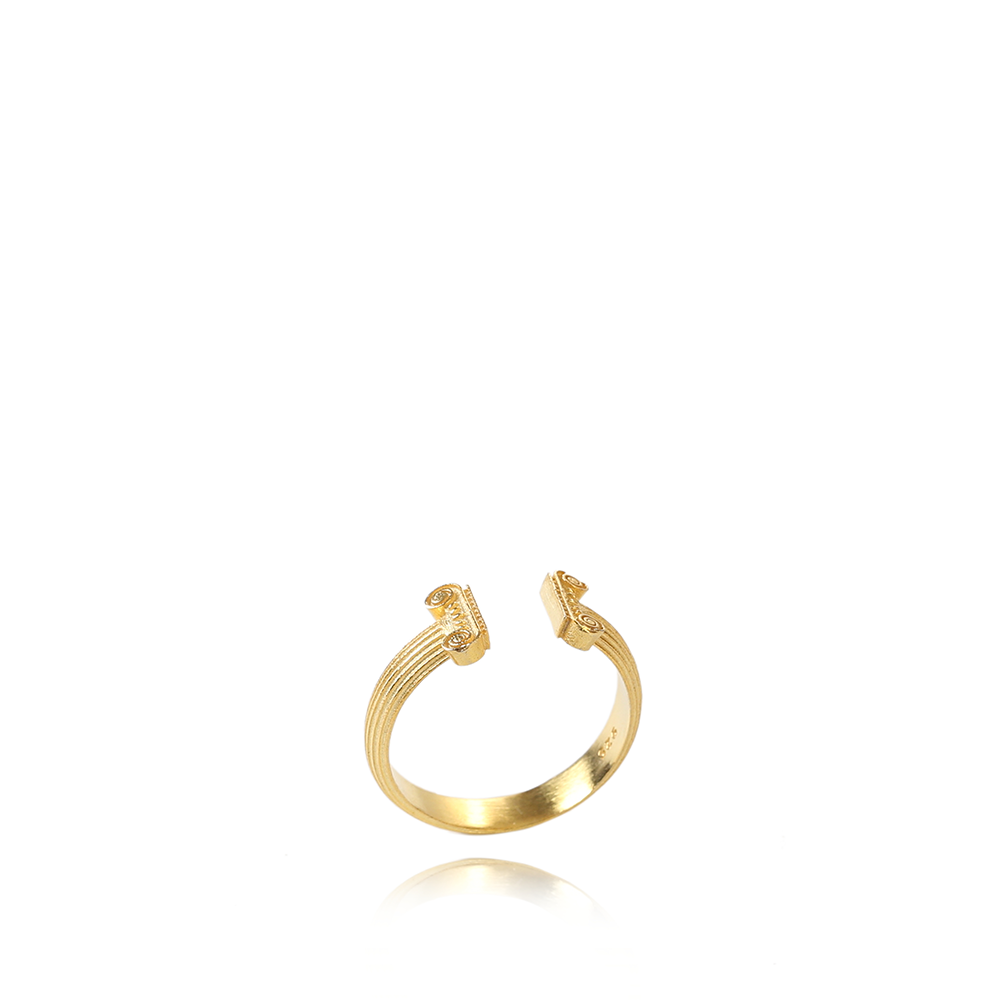 Explore the beauty of the Ionic Ring, inspired by elegance of Greek columns in 22K Gold Vermeil. Handcrafted elegant accessories for women. Shop now!