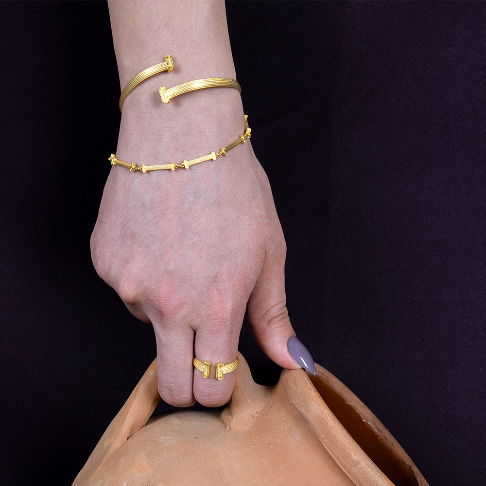 Ionic Cuff in 22K Gold Vermeil inspired by Temple of Athena Nike. This handcrafted bracelet  jewellery is part of a carefully curated selection. Shop now!